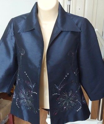 embroidery-sequin-blue-open-short-sleeve-lightweight-jacket