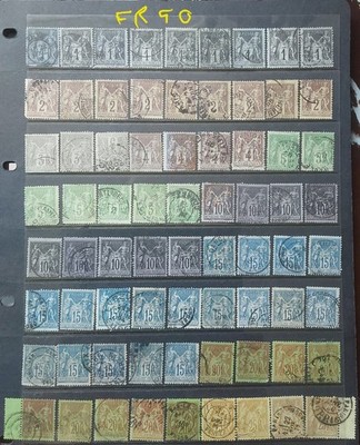 france-1877-pax-mercur-type-ii-u-n-selection-dup-col-vars-used-fr90