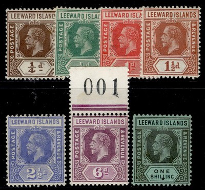 leeward-islands-gv-sg81-87-1931-32-die-i-plate-23-set-lh-mint-cat-160-die-i