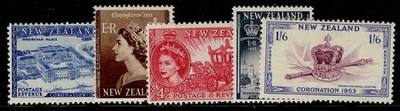 new-zealand-qeii-sg714-718-1953-coronation-types-set-nh-mint