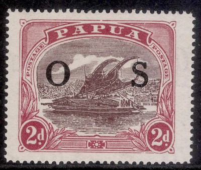 aus-papua-british-new-guinea-gv-sg-o58-2d-brown-purple-claret-vlh-mint