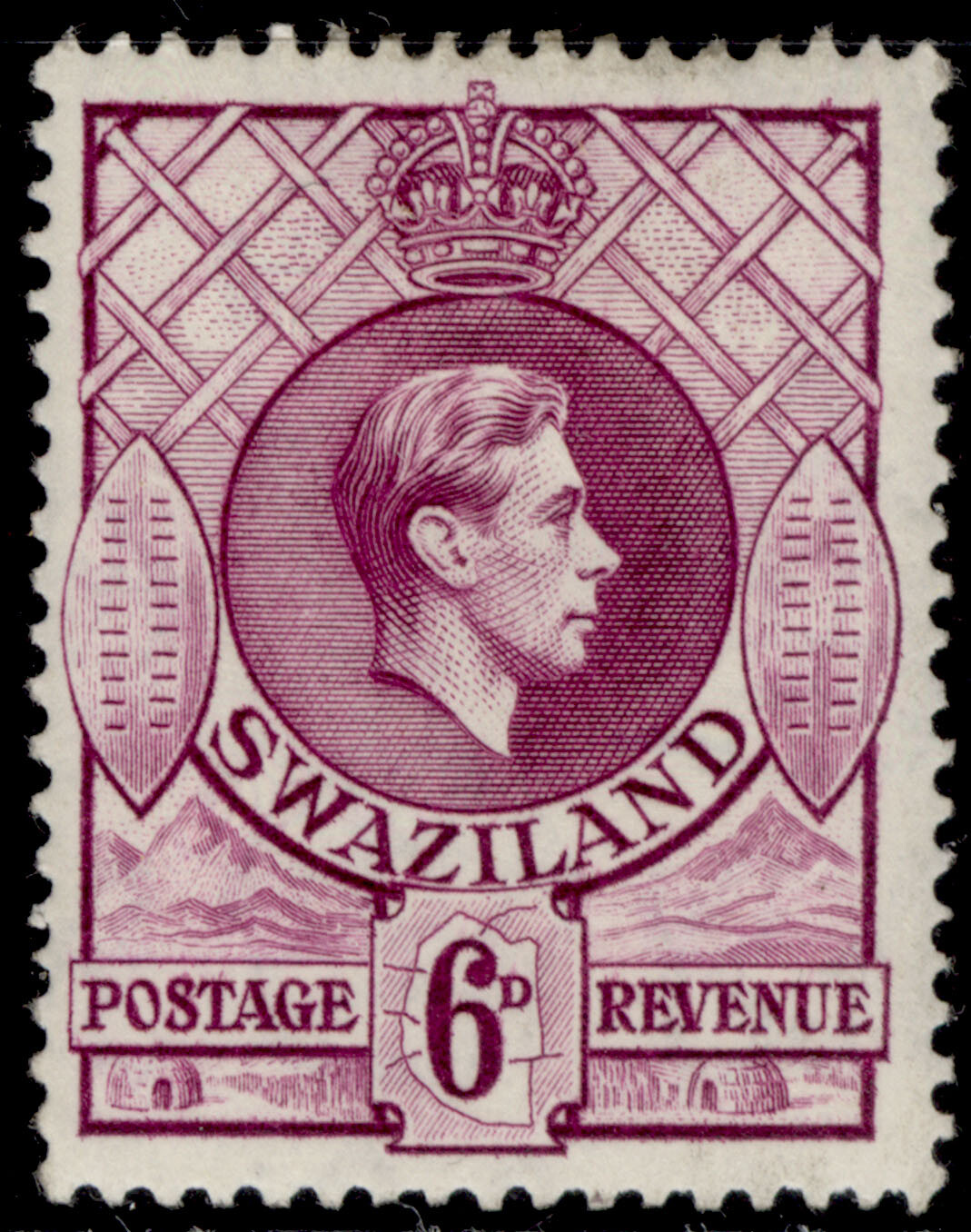 swaziland-gvi-sg34-6d-deep-magenta-m-mint-cat-26-perf-13-x-13