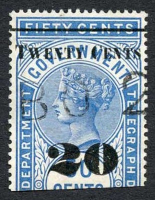 ceylon-telegraph-sgt35-20c-on-50c-blue-type-t30