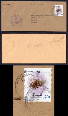tonga-sg1217a-1993-20s-on-4s-lionfish-on-ohms-envelope-vert-rare