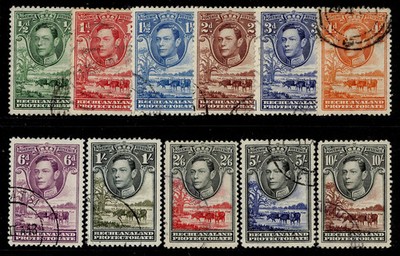 bechuanaland-gvi-sg118-128-1938-52-complete-set-fine-used-cat-110