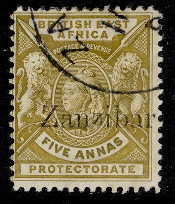 zanzibar-qv-sg45-5a-yellow-bistre-fine-used-cat-45-small-2nd-z