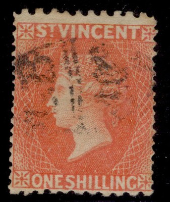 st-vincent-qv-sg24-1s-vermilion-fine-used-cat-110-perf-11x15