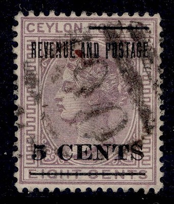 ceylon-qv-sg187-5c-on-8c-lilac-fine-used