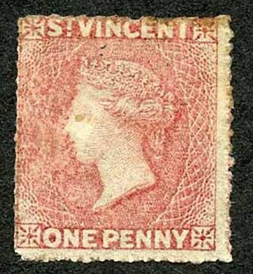 st-vincent-sg1-1d-rose-red-no-wmk-rough-to-intermediate-perf-14-16-no-gum-cat-50