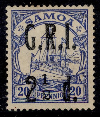 samoa-qv-sg104a-2d-on-20pf-ultramarine-m-mint-cat-100-no-fraction-bar