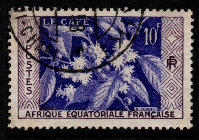 french-equatorial-africa-sg285-1956-10f-coffee-fine-used