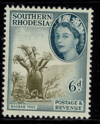 southern-rhodesia-qeii-sg84-6d-brown-olive-deep-turqoise-green-lh-mint
