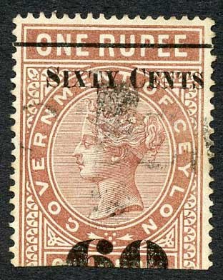 ceylon-telegraph-sgt75-60c-on-1r-red-brown-type-70-broken-to-of-c-of-cents