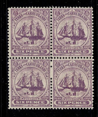 turks-caicos-islands-qv-sg106-6d-dull-mauve-nh-mint-cat-16-block-x4