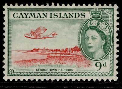 cayman-islands-qeii-sg157-9d-scarlet-bluish-green-nh-mint
