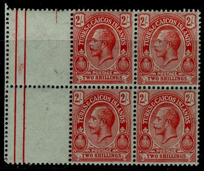 turks-caicos-islands-gv-sg138b-2s-red-emerald-nh-mint-cat-200-block-x4