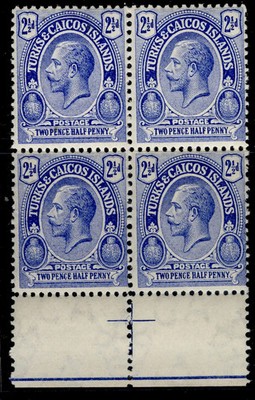 turks-caicos-islands-gv-sg132b-2d-bright-blue-nh-mint-cat-18-block-x4