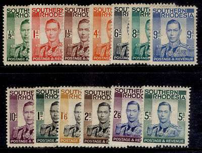 southern-rhodesia-gvi-sg40-52-1937-complete-set-m-mint-cat-85