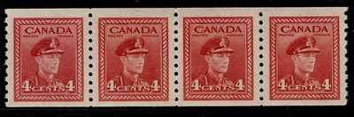 canada-gvi-sg398a-4c-carmine-lake-nh-mint-cat-36-horizontal-strip-x4