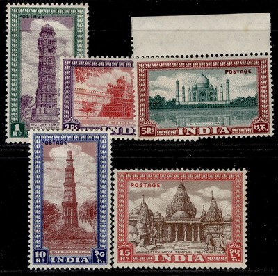 india-gvi-sg320-324-1949-higher-value-group-1r-15r-m-mint-cat-340