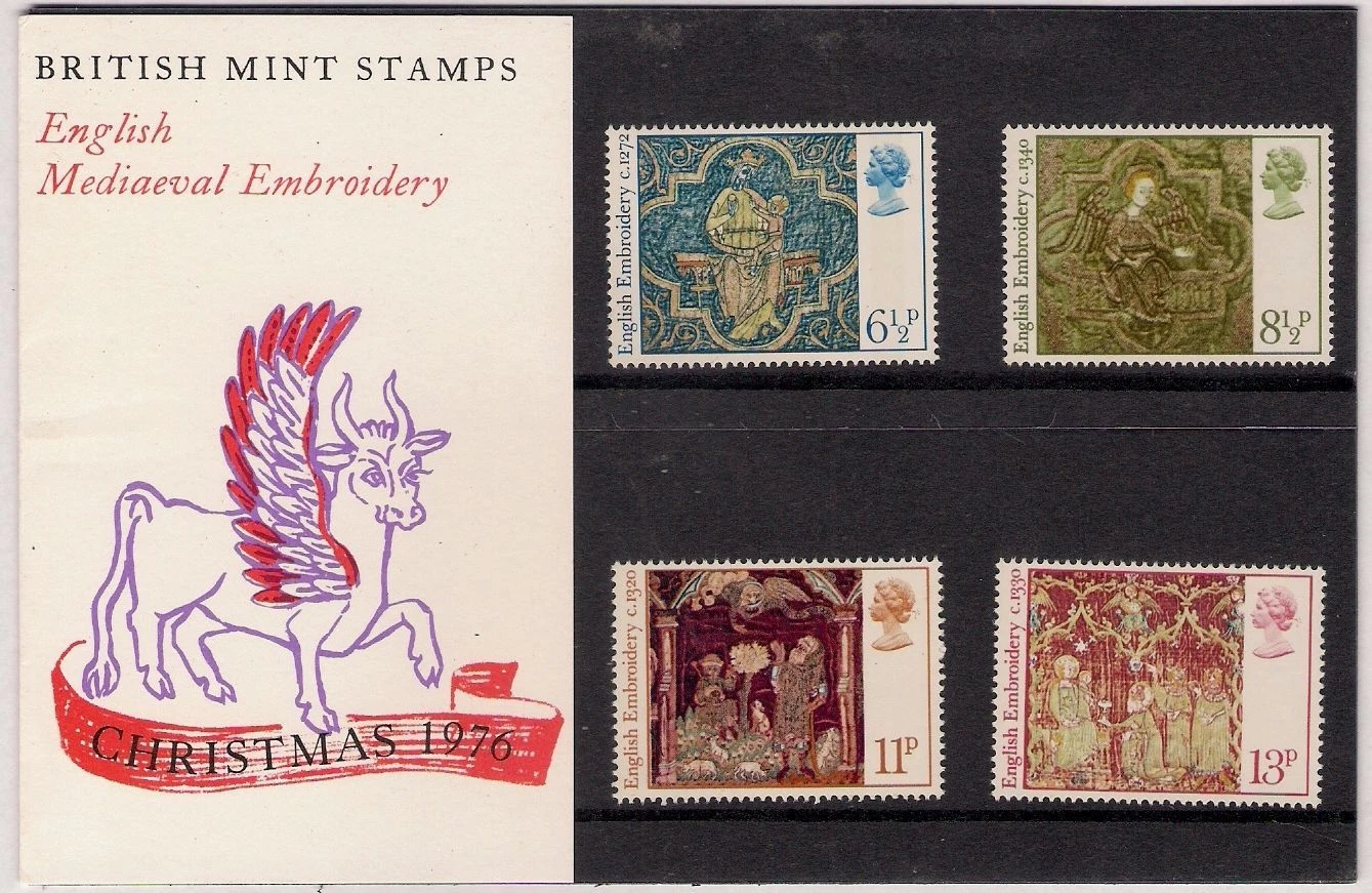 1976-english-mediaeval-embroidery-christmas-presentation-pack-unmounted-mint