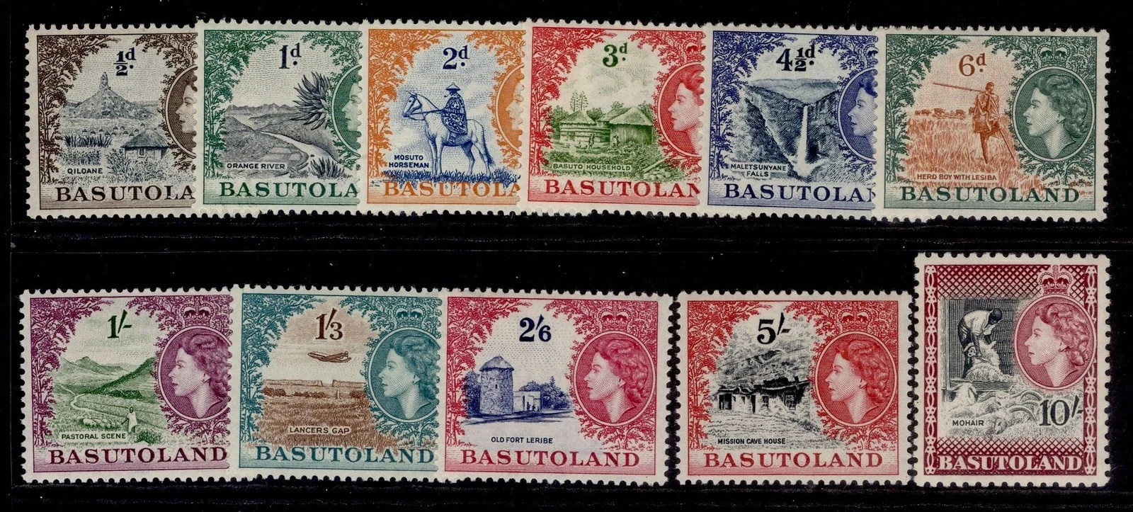 basutoland-gvi-sg43-53-1954-58-complete-set-nh-mint-cat-110