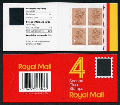 db16-2-a-1988-52p-type-1a-4x13p-chestnut-cb-code-f-plain-window-booklet