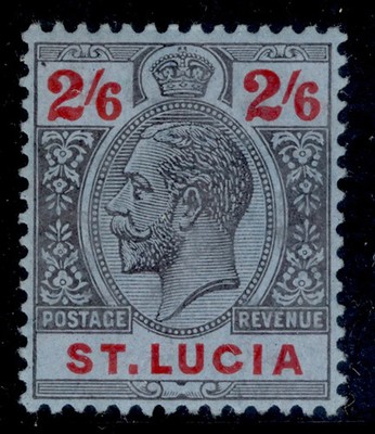 st-lucia-gv-sg87-2s-6d-black-red-blue-m-mint-cat-32