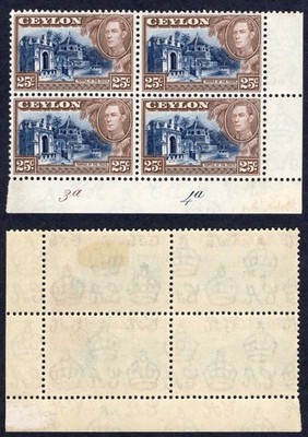 ceylon-sg392a-25c-wmk-upright-2-x-u-m-plate-block-toned-gum-cat-18-pounds