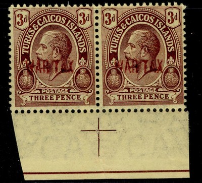 turks-caicos-gv-sg145-3d-purple-yellow-nh-mint-cat-52-marginal-pair