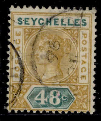 seychelles-qv-sg7-48c-ochre-green-fine-used-cat-15