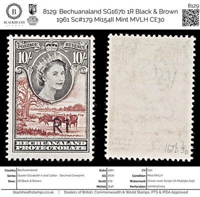 8129-bechuanaland-sg167b-1r-black-brown-1961-sc-179-mi154ii-mint-mvlh-c30