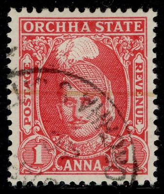 indian-states-orchha-gvi-sg34-1a-scarlet-used-cat-32