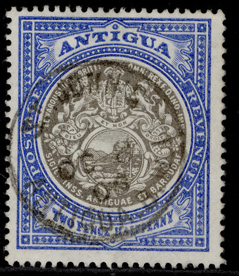 antigua-edvii-sg34-2d-grey-black-blue-very-fine-used-cat-25-cds