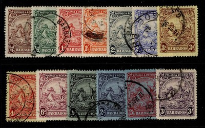 barbados-gv-sg229-239-1925-35-complete-set-fine-used-cat-100