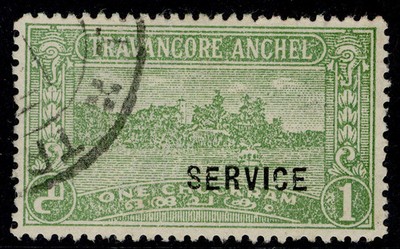 indian-states-travancore-gvi-sg-o87-1ch-yellow-green-fine-used