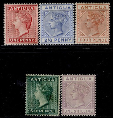 antigua-qv-sg25-30-1884-87-complete-set-m-mint-cat-200