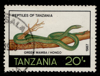 tanzania-qeii-sg530-1987-20s-green-mamba-fine-used