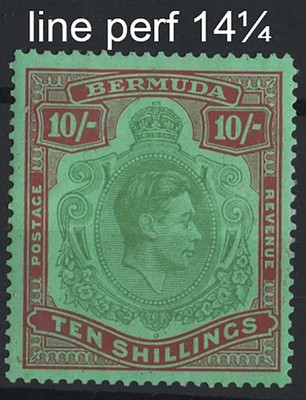 bermuda-1938-10s-yellow-green-carmine-green-line-perf-14-um-sg119b-c500
