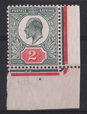 gb-1911-2d-deep-dull-green-red-date-cut-corner-single-plate-4b-2-dots-in