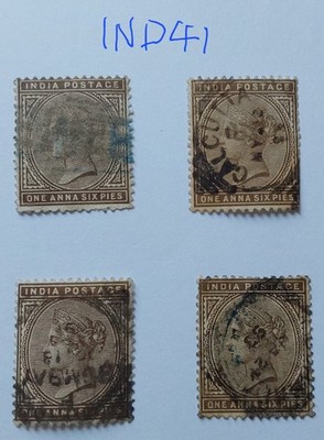 india-1882-qv-1-anna-6-pies-olive-brown-x-4-col-vars-used-ind41