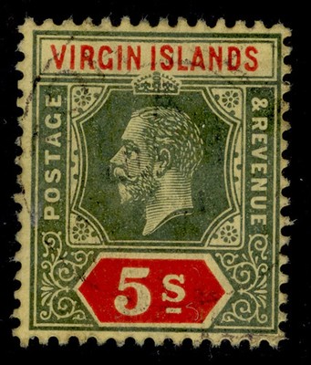 british-virgin-islands-gv-sg77-5s-green-red-yellow-fine-used-cat-130-cds