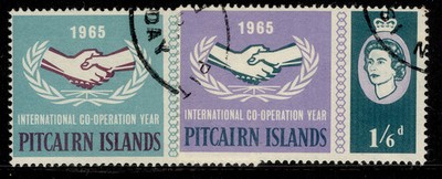 pitcairn-islands-qeii-sg51-52-1965-intl-co-op-year-set-fine-used