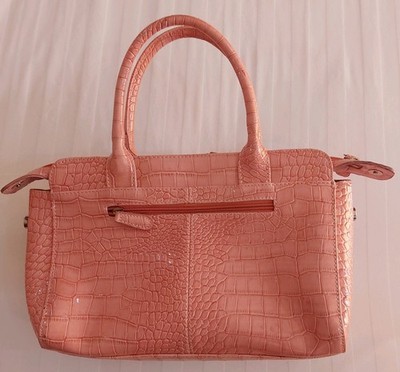 monte-rosso-pink-croc-embossed-shoulder-bag-w-zips-magnet-fasteners-pre-owned