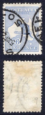 australia-sg9-6d-ultramarine-kangaroo-wmk-wide-crown-used-cat-20-pounds