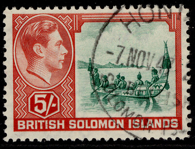 british-solomon-islands-gvi-sg71-5s-emerald-green-scarlet-fine-used