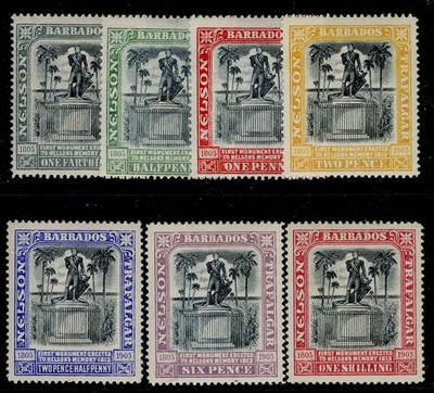 barbados-edvii-sg145-151-1906-nelson-centenary-set-lh-mint-cat-75