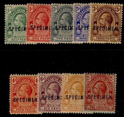 turks-caicos-islands-gv-sg129s-138s-1913-21-specimen-part-set-m-mint