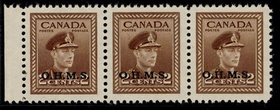 canada-gvi-sg-o163-2c-brown-nh-mint-cat-36-horizontal-strip-x3