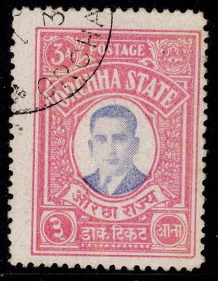 indian-states-orchha-gv-sg16-3a-bright-blue-magenta-fine-used